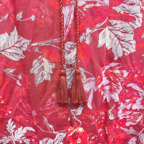 Lucky Brand blouse top medium boho pink red blue pullover ties - Picture 5 of 9
